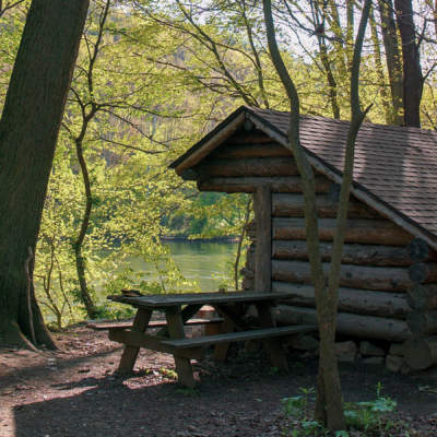 Camping shelter at Cedar Creek Hiker-Bike Campground