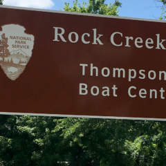 Sign for Thompson Boat Center in Rock Creek Park