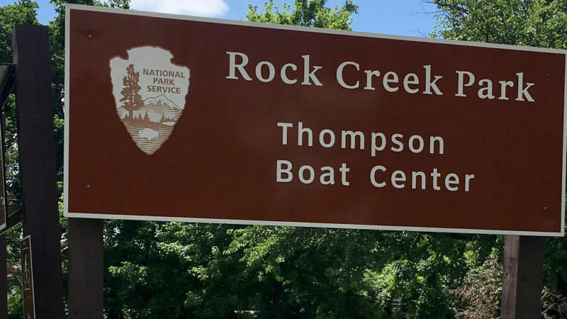 Sign for Thompson Boat Center in Rock Creek Park